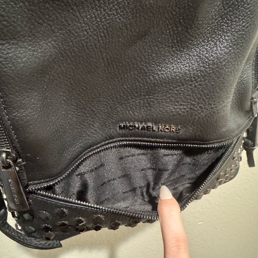 Michael Kors Rhea Faceted Stud Medium Leather Backpack - Picture 8 of 10